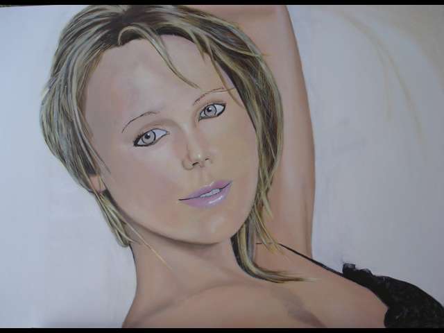 schilderij portret Charlize Theron